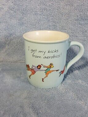 Vintage 1984 Hallmark Mug "I Get My Kicks From Aerobics!" Funny Coffee Mug Cup